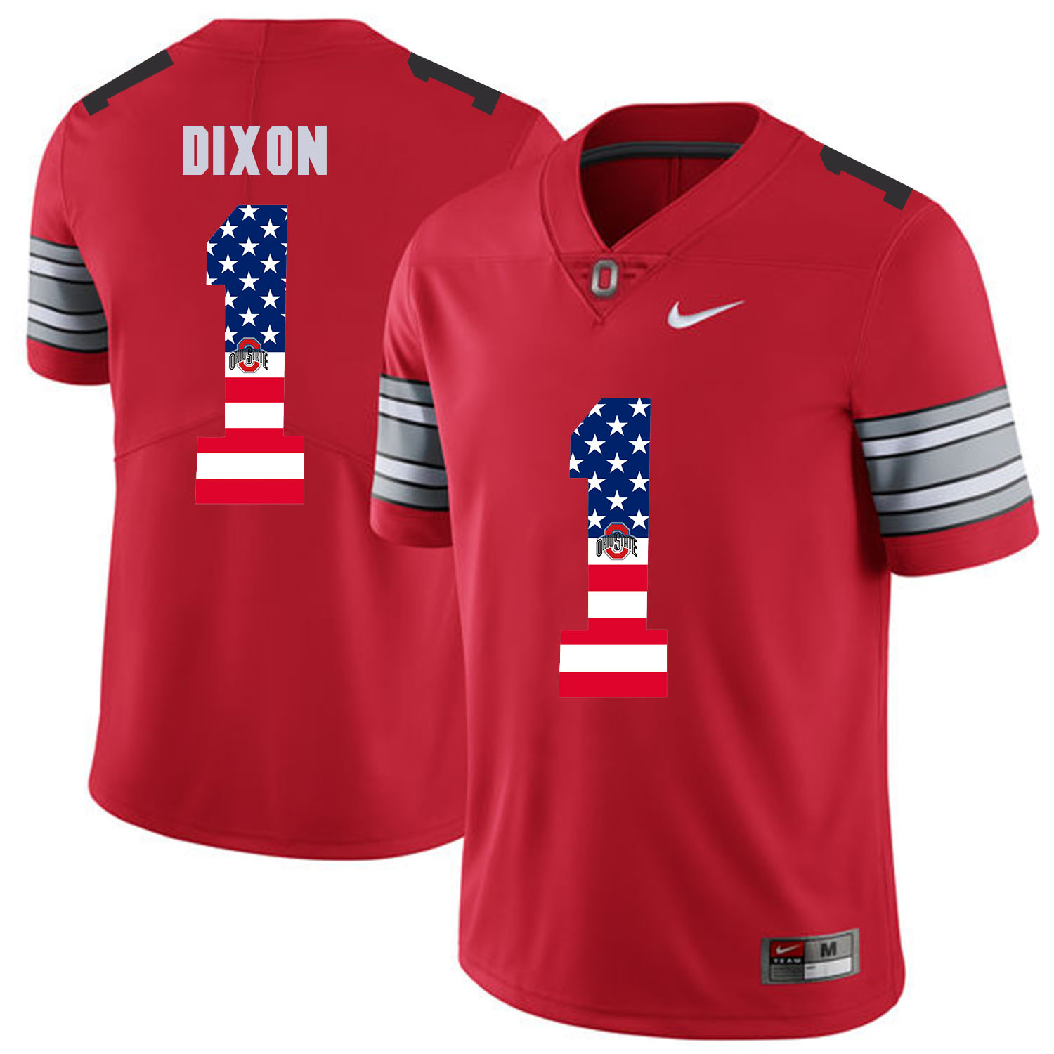Men Ohio State #1 Dixon Red Flag Customized NCAA Jerseys->customized ncaa jersey->Custom Jersey